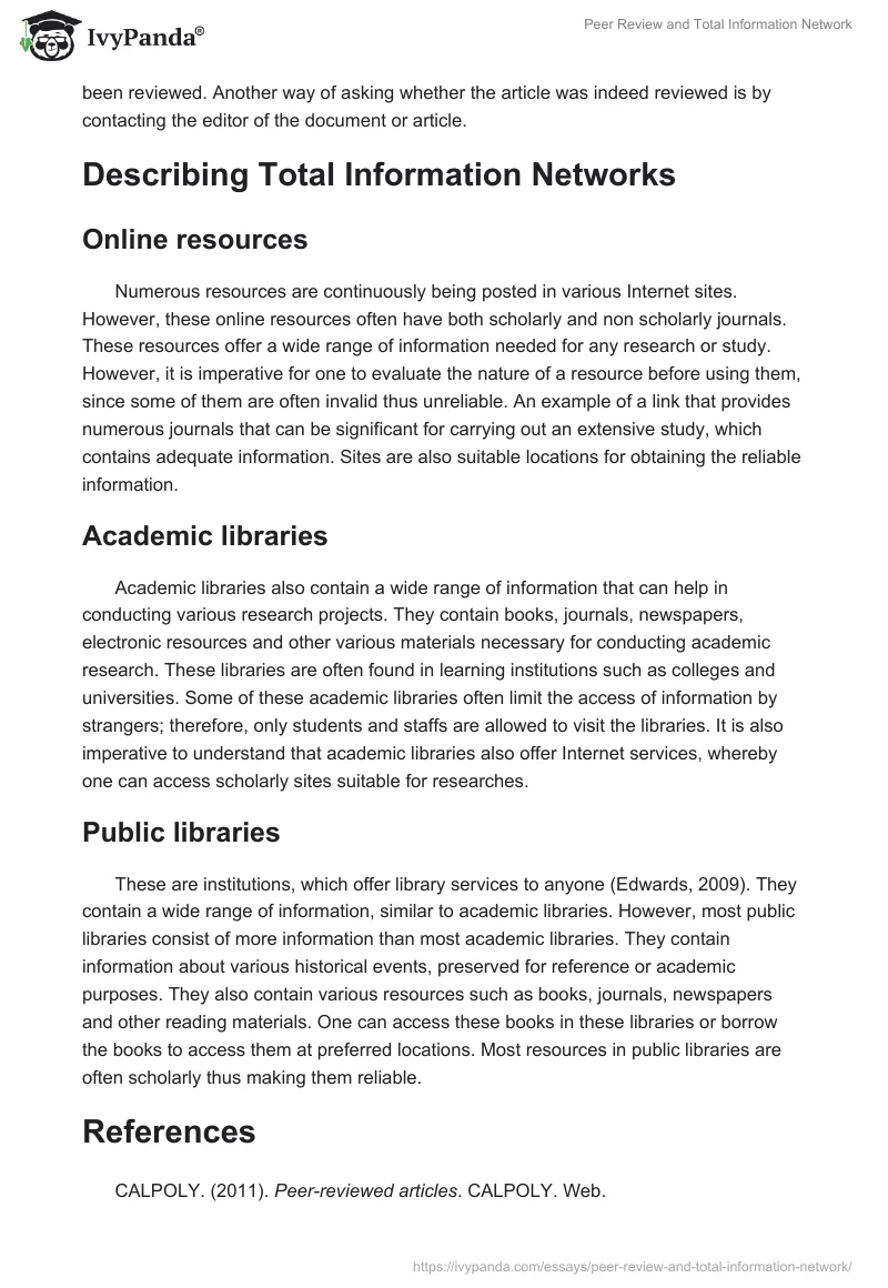 Peer Review and Total Information Network. Page 2