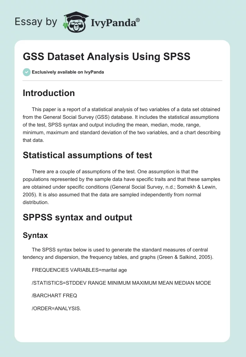 GSS Dataset Analysis Using SPSS. Page 1