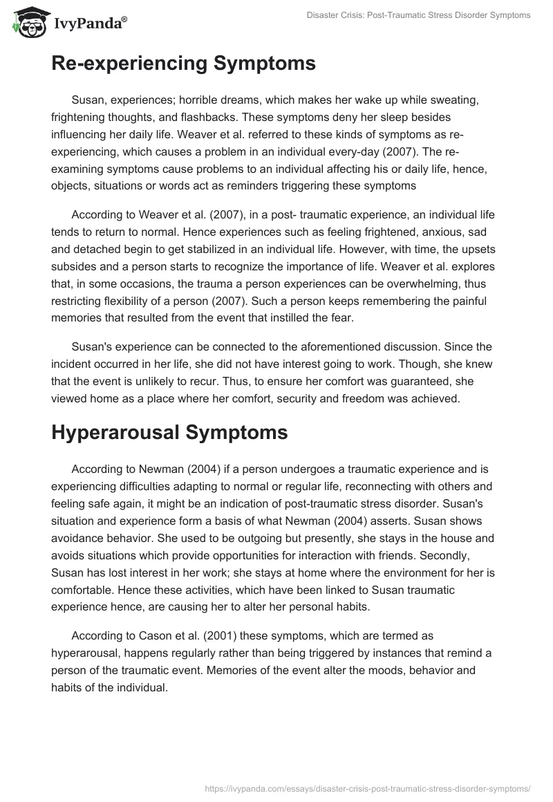 Disaster Crisis: Post-Traumatic Stress Disorder Symptoms. Page 2