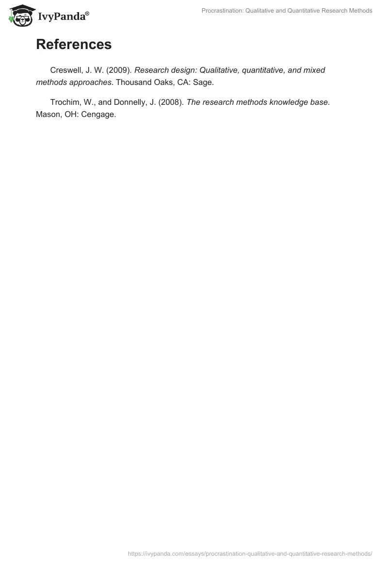 Procrastination: Qualitative and Quantitative Research Methods. Page 3
