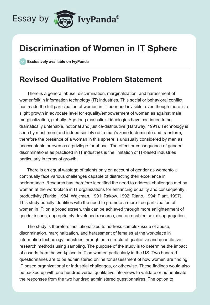 Discrimination of Women in IT Sphere. Page 1