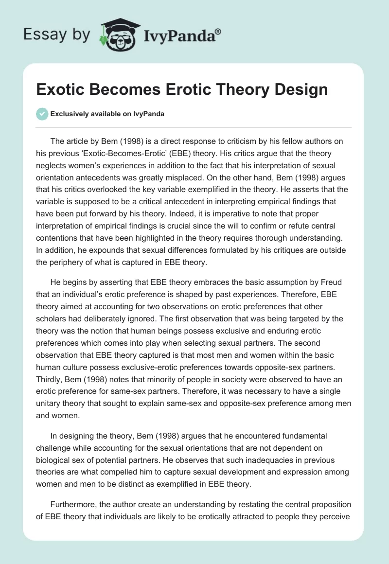 Exotic Becomes Erotic Theory Design. Page 1