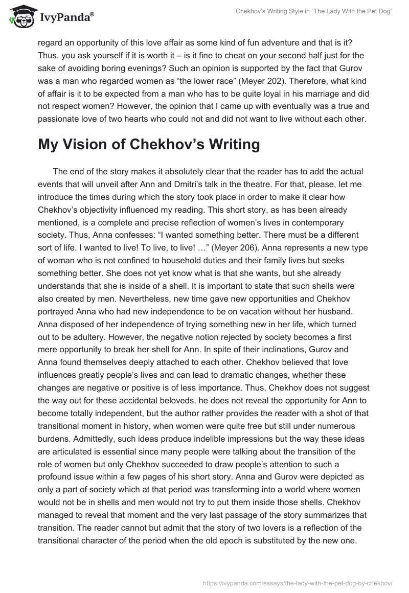 Chekhov’s Writing Style in ”The Lady With the Pet Dog”. Page 2
