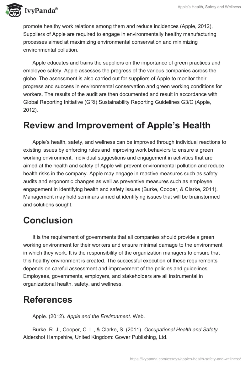 Apple’s Health, Safety and Wellness. Page 2
