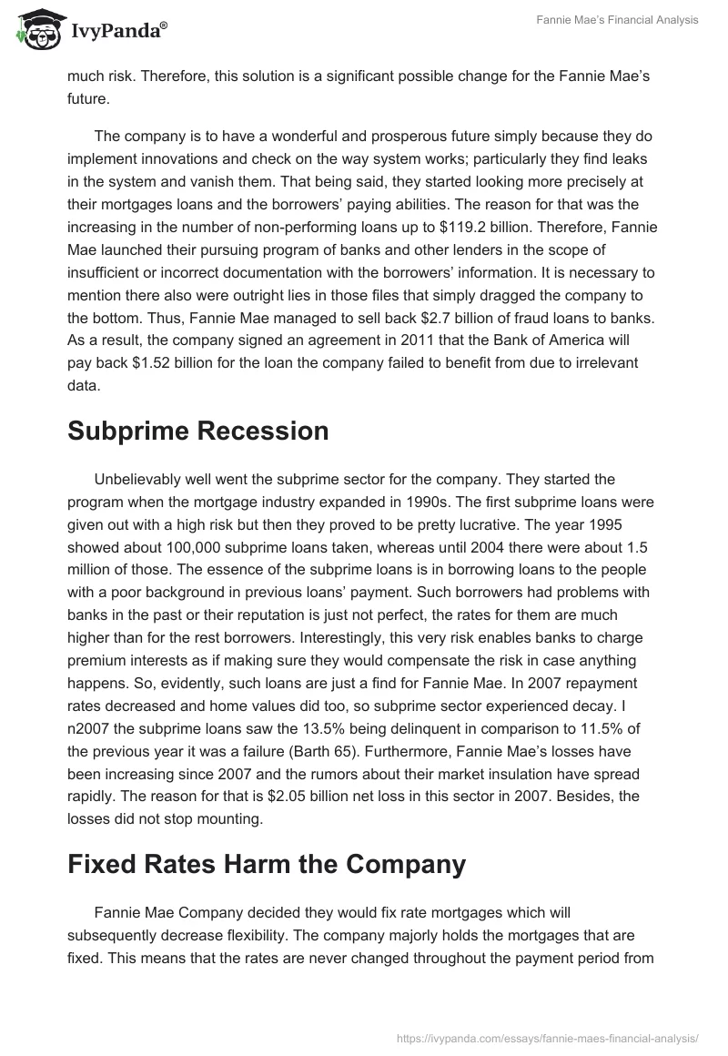 Fannie Mae’s Financial Analysis. Page 3