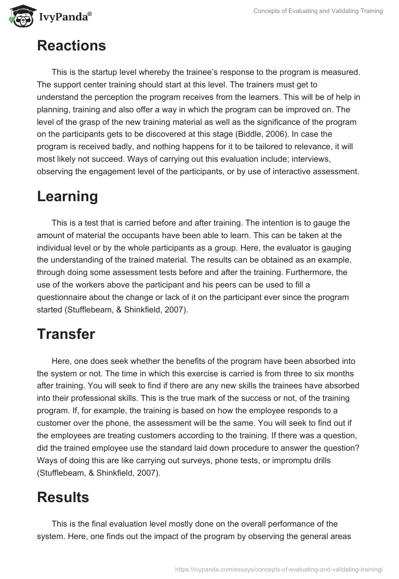 Concepts of Evaluating and Validating Training. Page 2