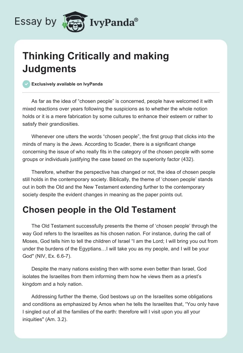 Thinking Critically and making Judgments. Page 1