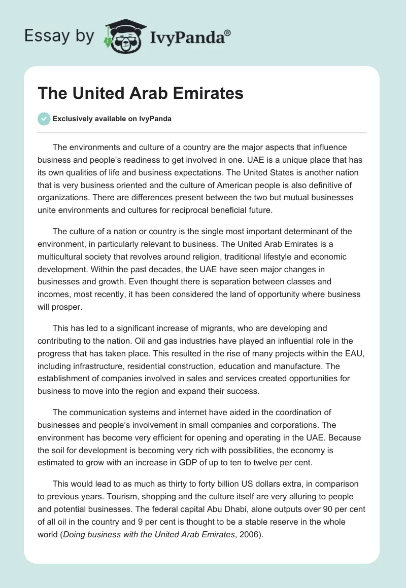 The United Arab Emirates. Page 1