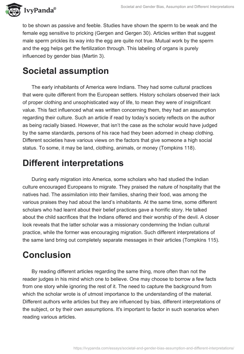 Societal and Gender Bias, Assumption and Different Interpretations. Page 2