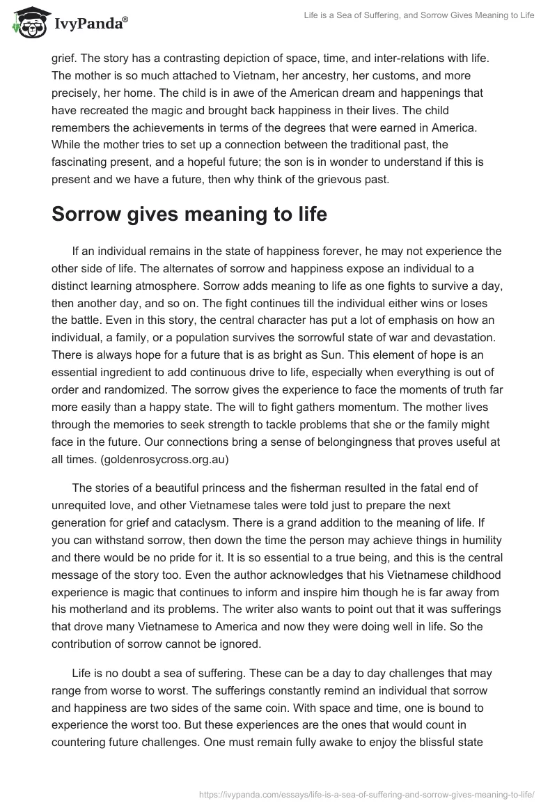 Life is a Sea of Suffering, and Sorrow Gives Meaning to Life. Page 2