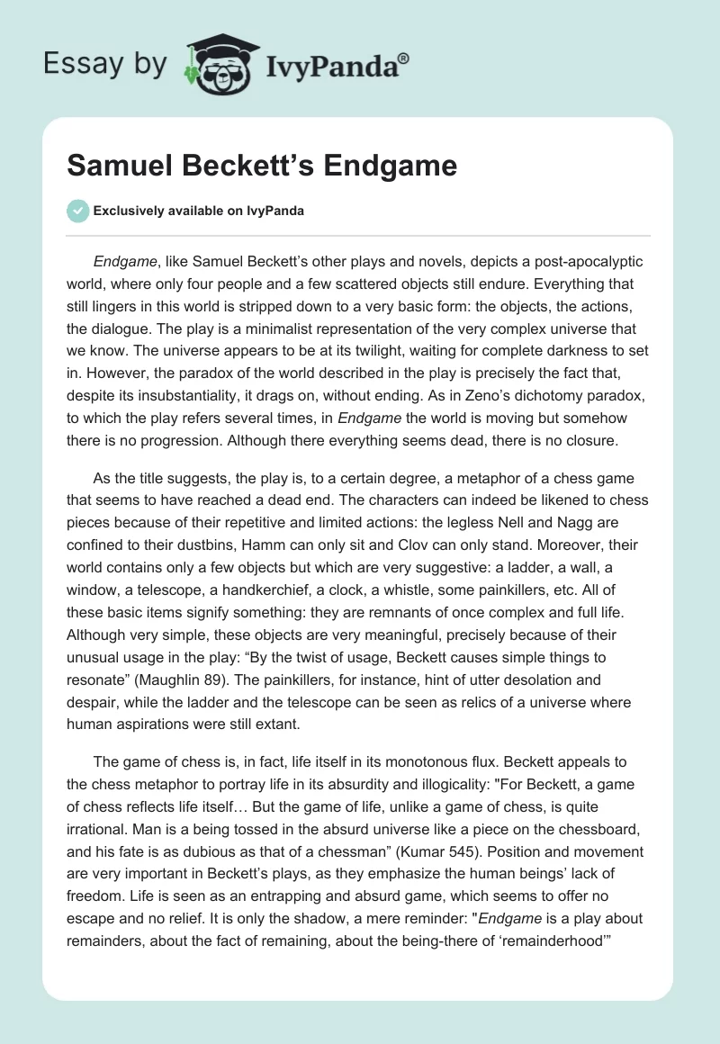 Samuel Beckett’s "Endgame". Page 1