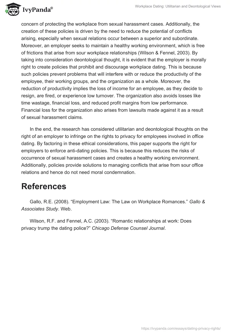 Workplace Dating: Utilitarian and Deontological Views. Page 2