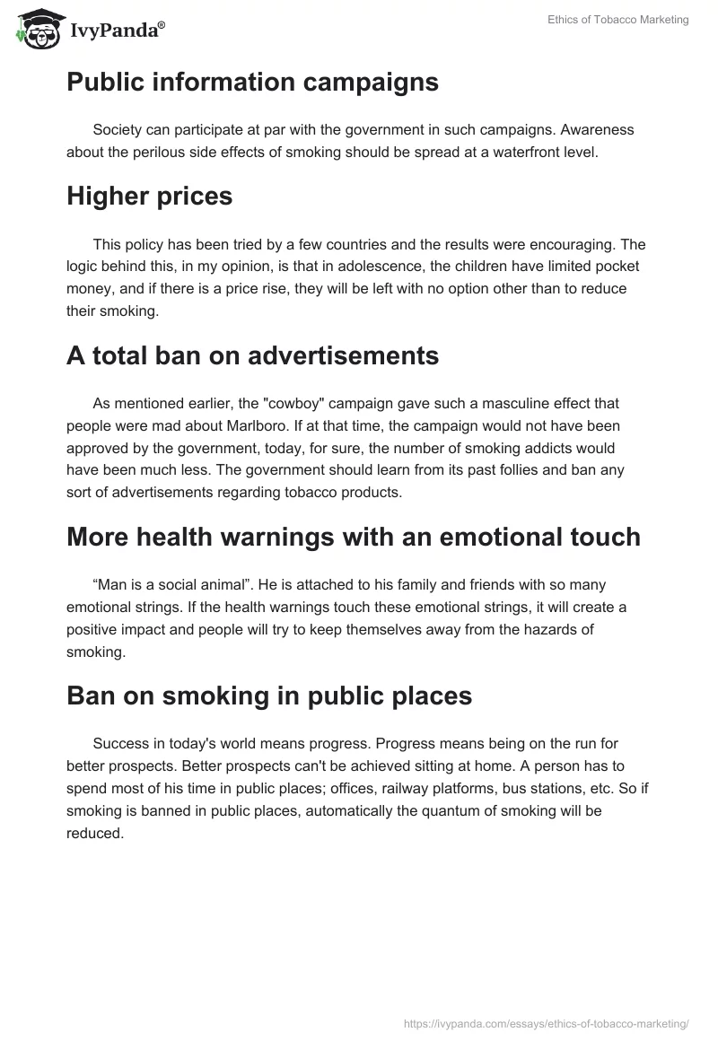 Ethics of Tobacco Marketing. Page 2