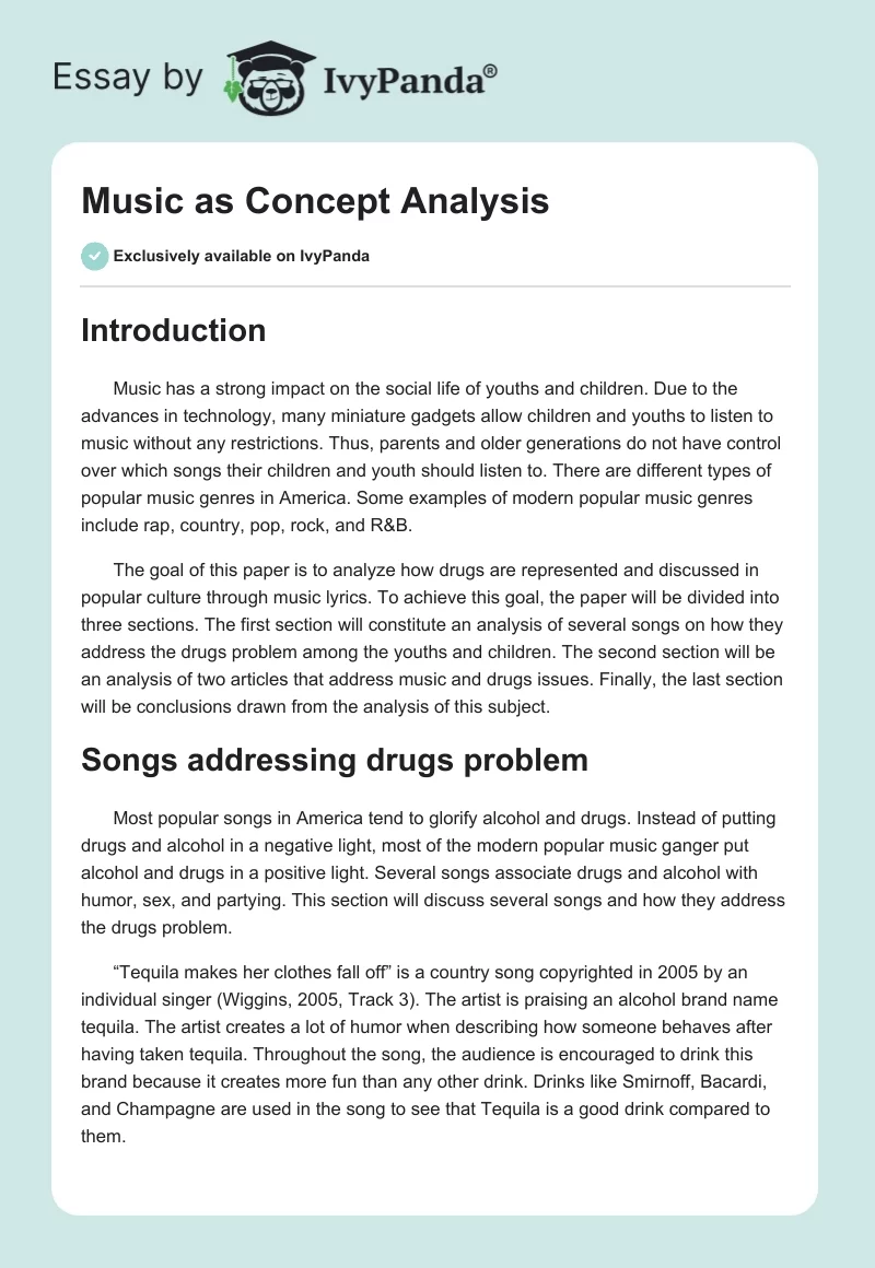 Music as Concept Analysis. Page 1
