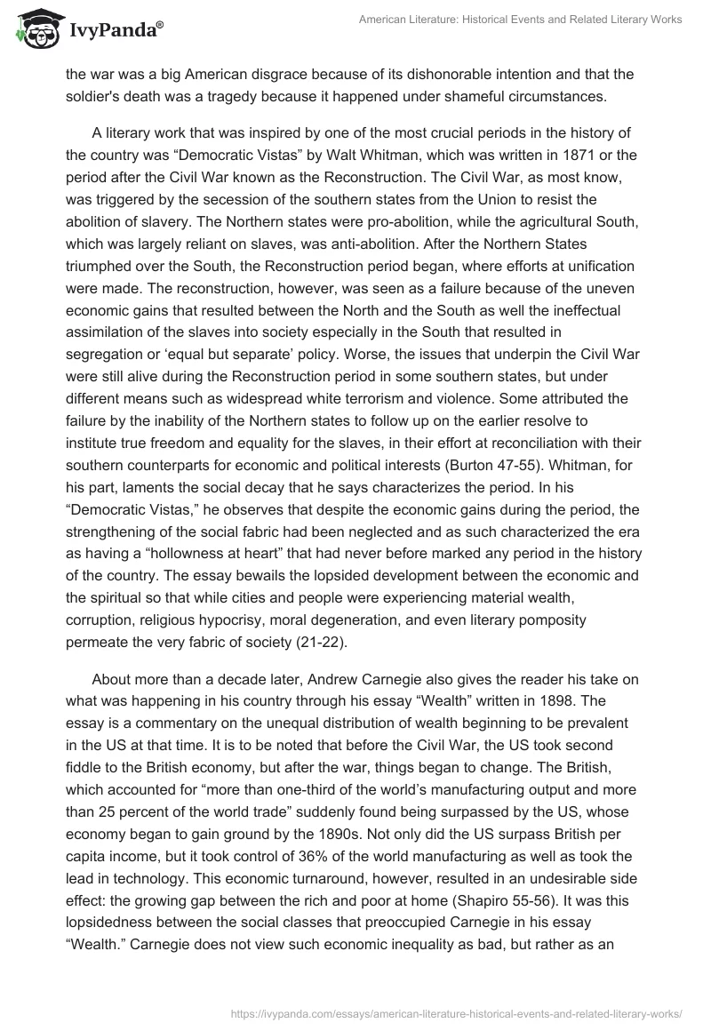 American Literature: Historical Events and Related Literary Works. Page 2