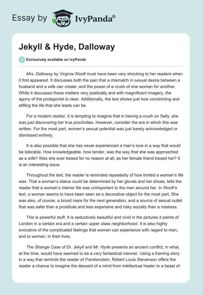 Jekyll & Hyde, Dalloway. Page 1