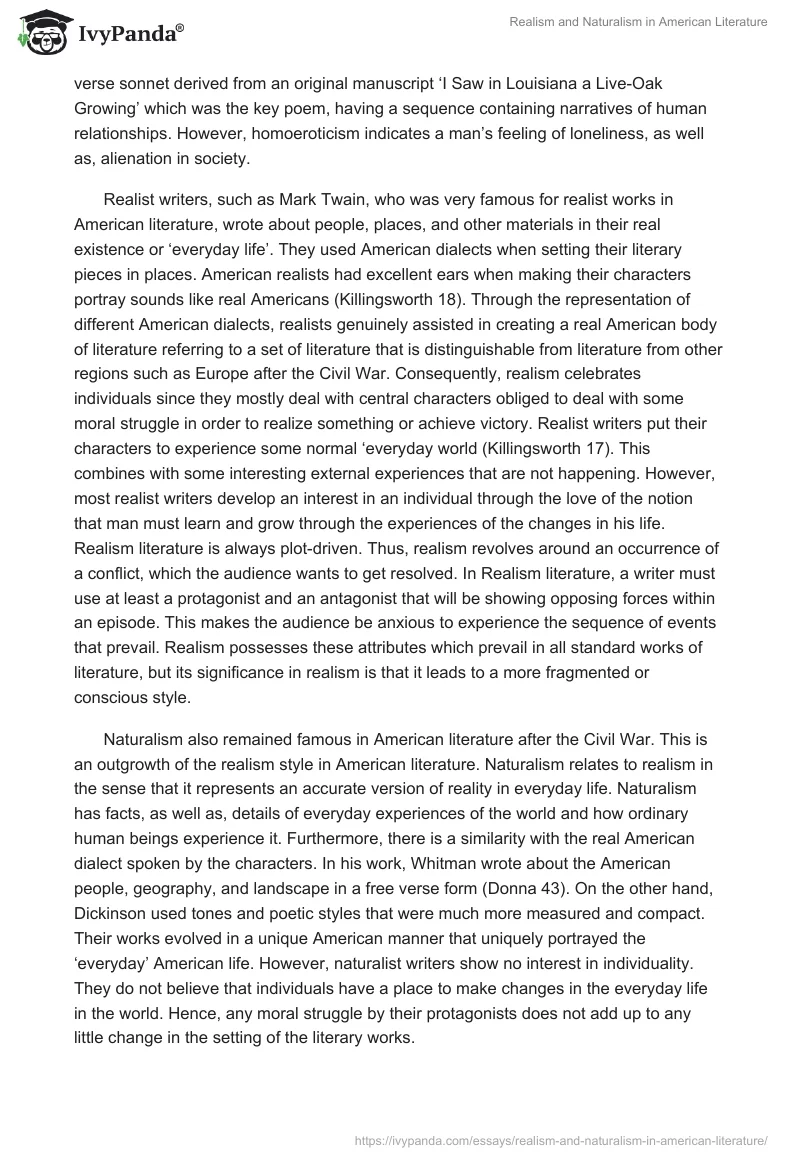 Realism and Naturalism in American Literature. Page 2