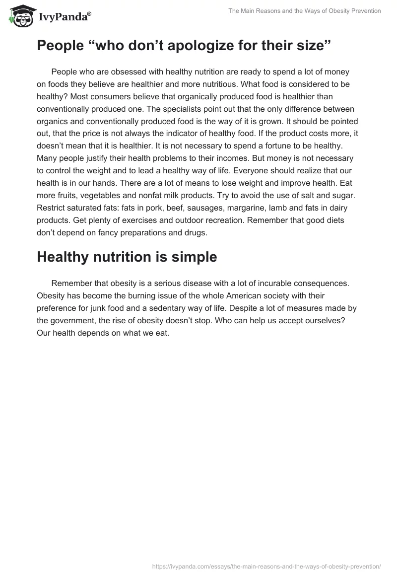 obesity prevention essay