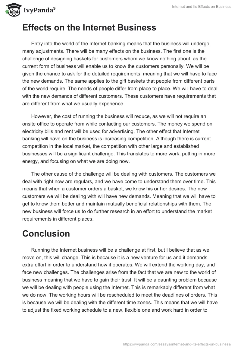 Internet and Its Effects on Business. Page 2