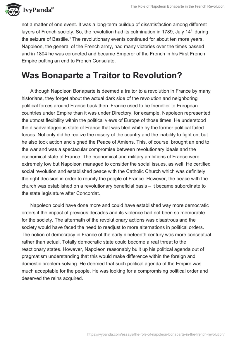 The Role of Napoleon Bonaparte in the French Revolution. Page 2