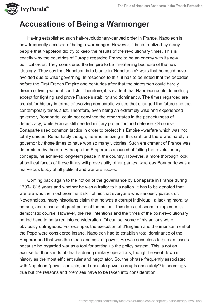 The Role of Napoleon Bonaparte in the French Revolution. Page 3