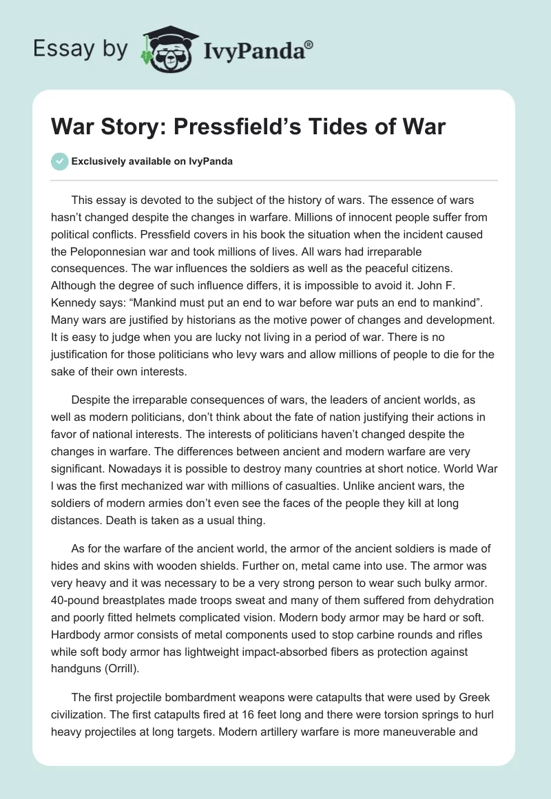 War Story: Pressfield’s Tides of War. Page 1