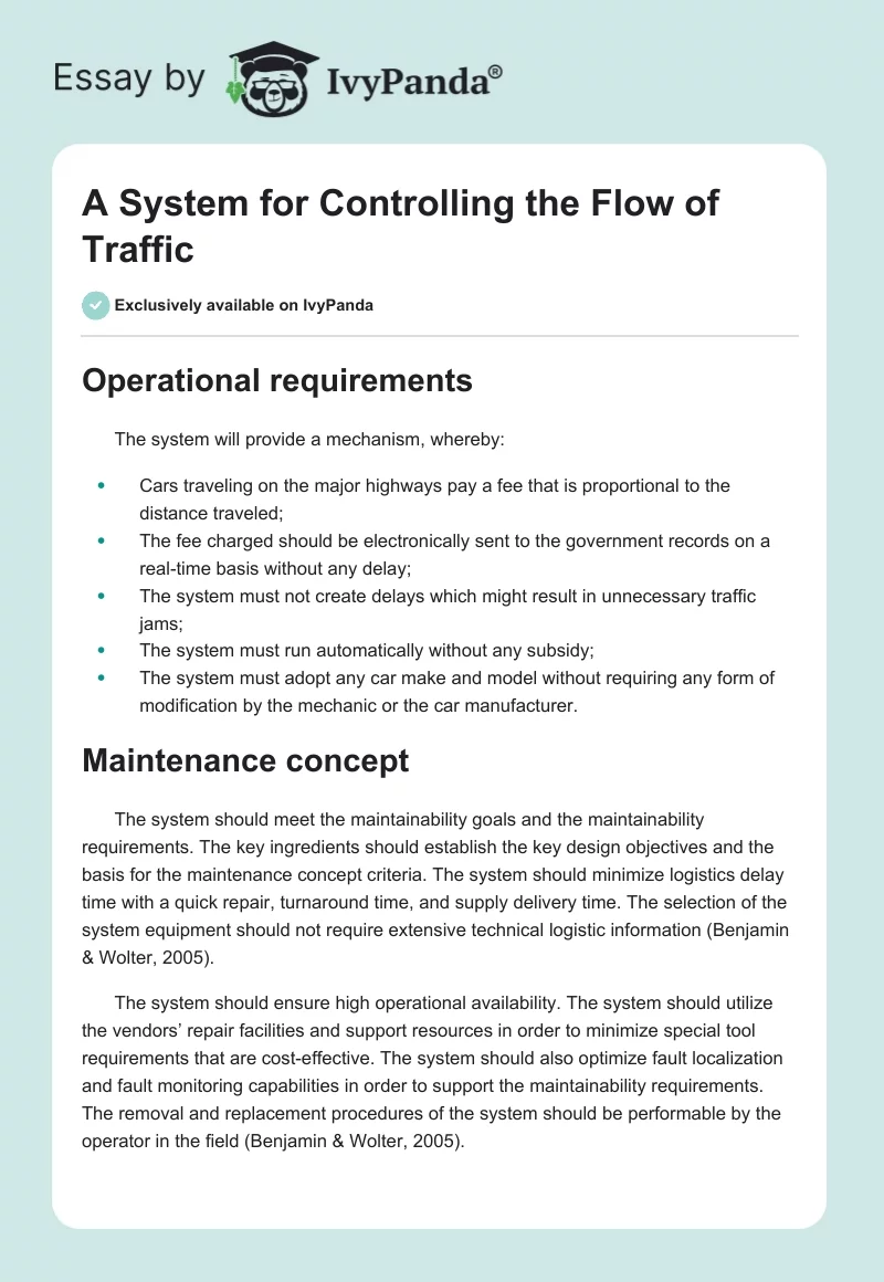 A System for Controlling the Flow of Traffic. Page 1
