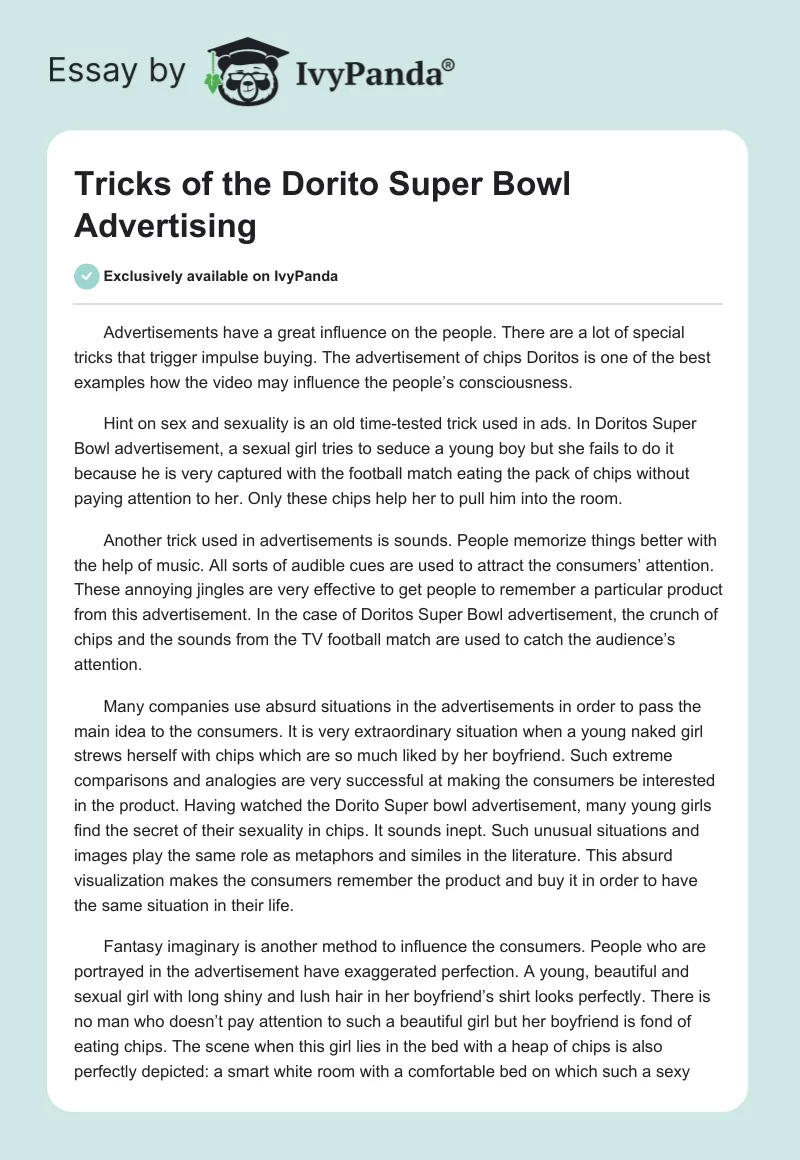 Tricks of the Dorito Super Bowl Advertising. Page 1