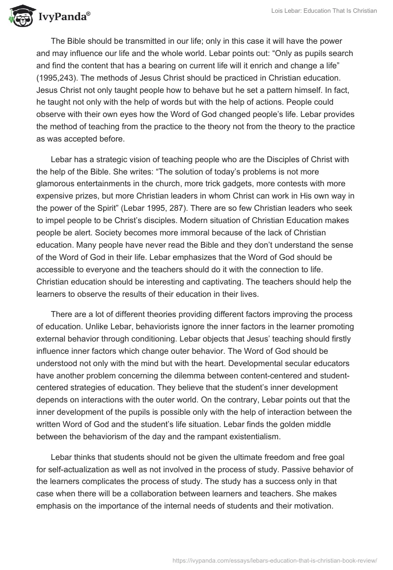 Lois Lebar: Education That Is Christian. Page 2