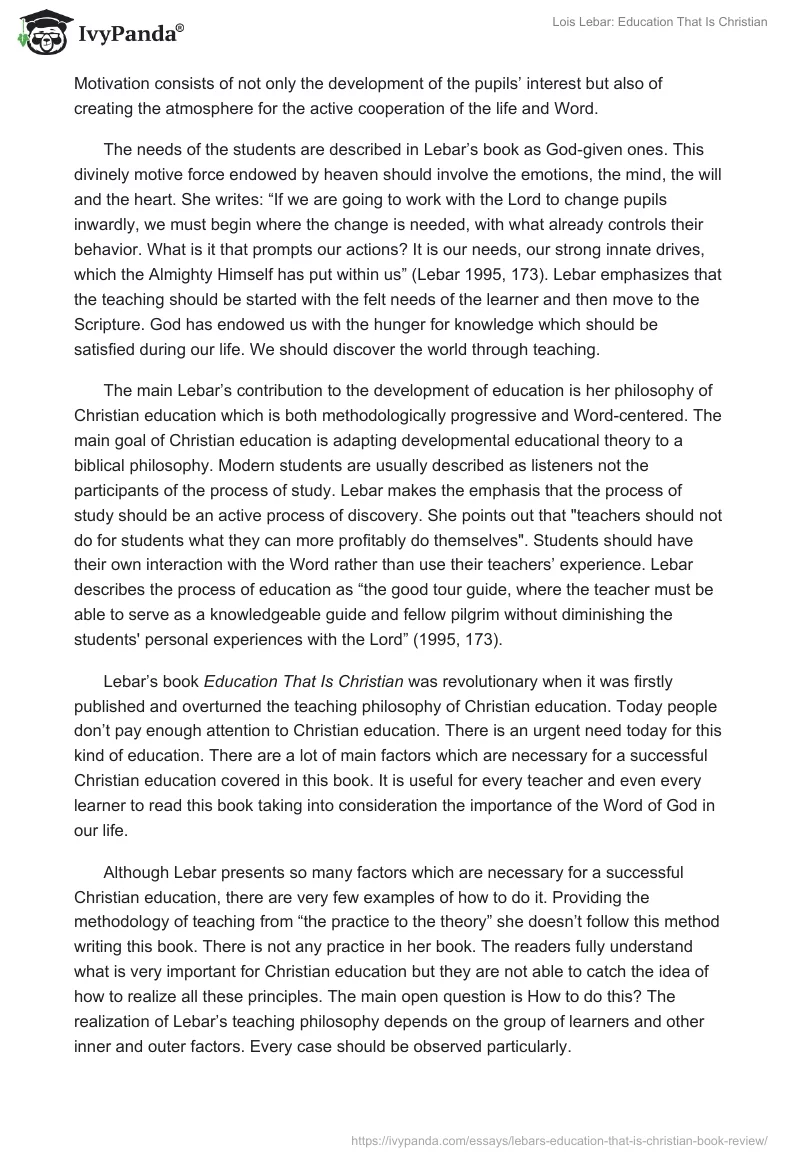Lois Lebar: Education That Is Christian. Page 3