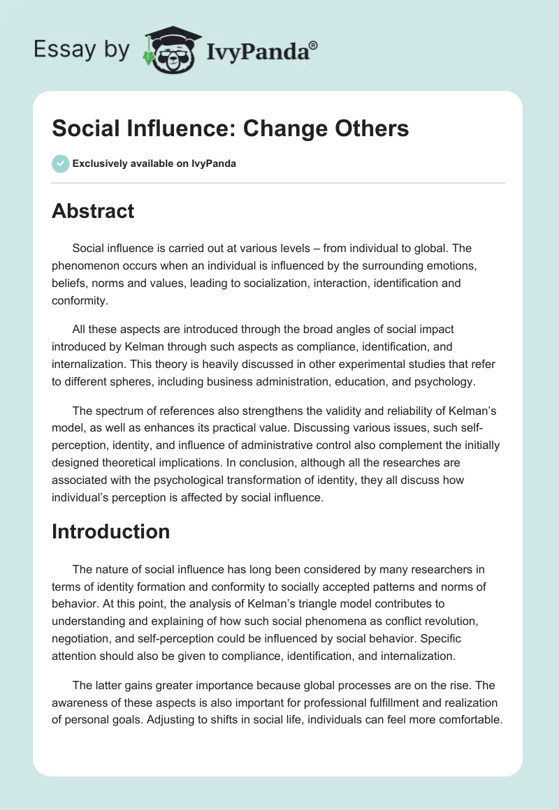 Social Influence: Change Others. Page 1