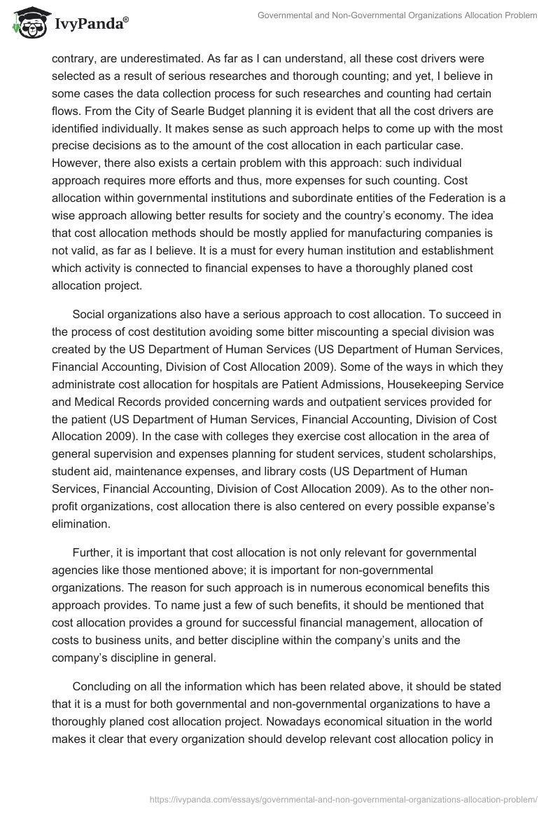 Governmental and Non-Governmental Organizations Allocation Problem. Page 2