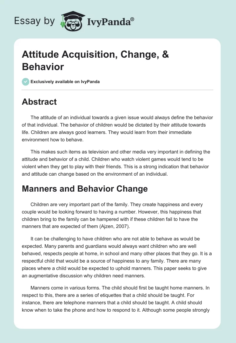 Attitude Acquisition, Change, & Behavior. Page 1