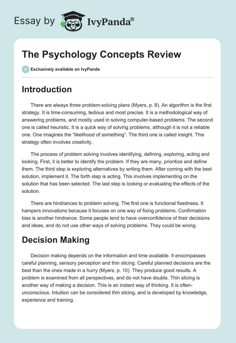 The Psychology Concepts Review. Page 1