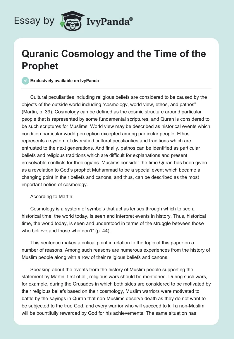 Quranic Cosmology and the Time of the Prophet. Page 1