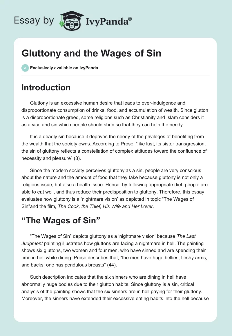 Gluttony and the Wages of Sin. Page 1