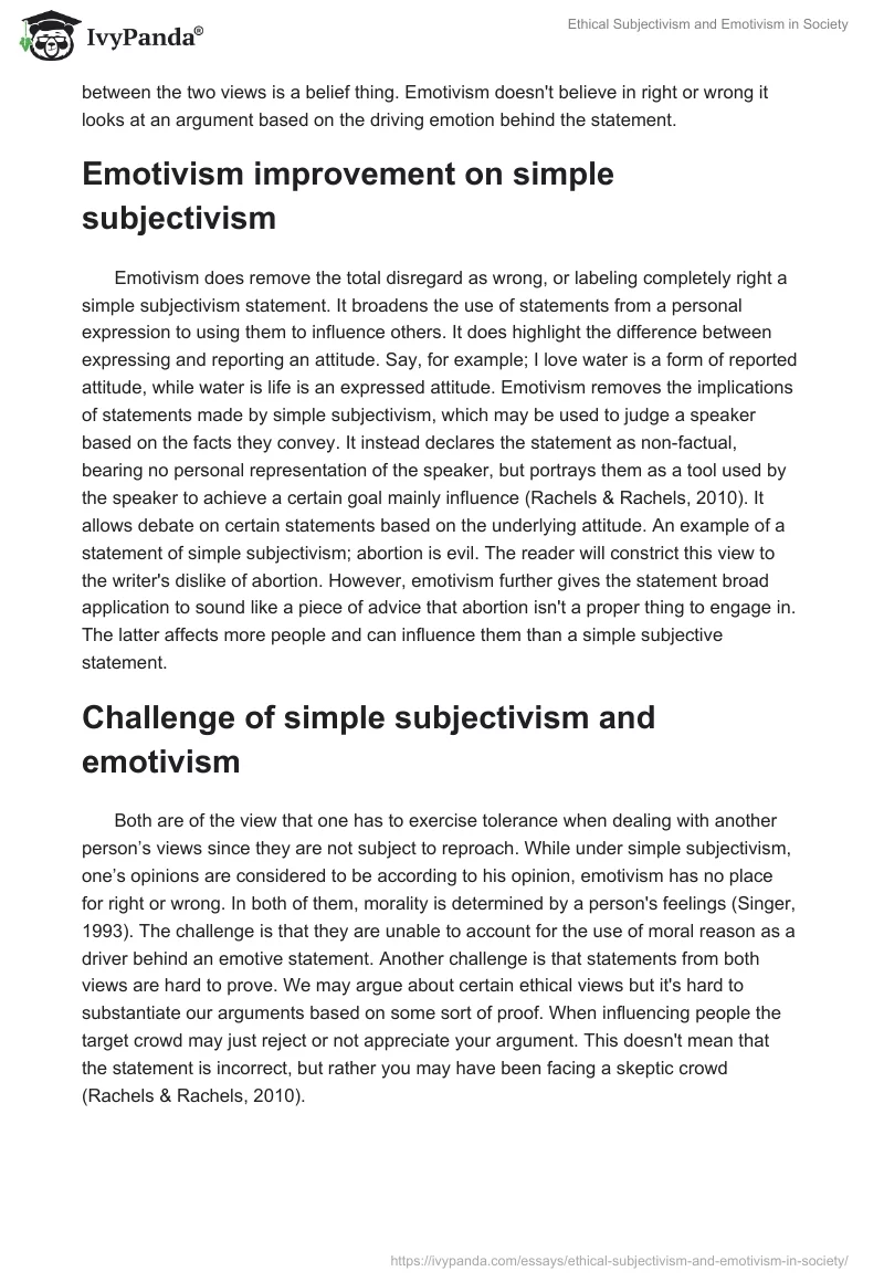 Ethical Subjectivism and Emotivism in Society. Page 2
