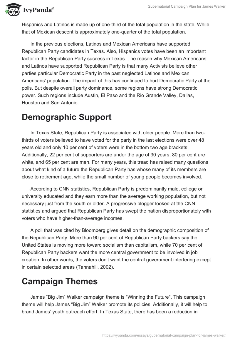 Gubernatorial Campaign Plan for James Walker. Page 2