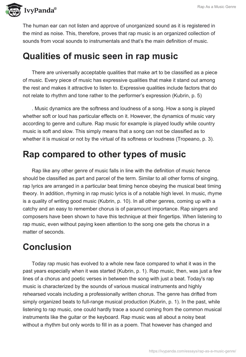 Rap As a Music Genre. Page 2