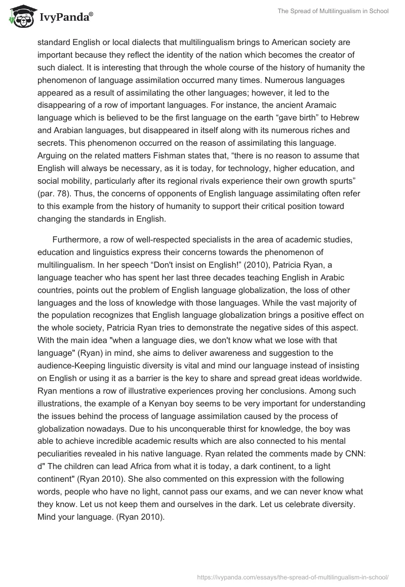 The Spread of Multilingualism in School. Page 2