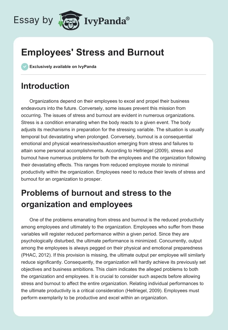 Employees' Stress and Burnout. Page 1