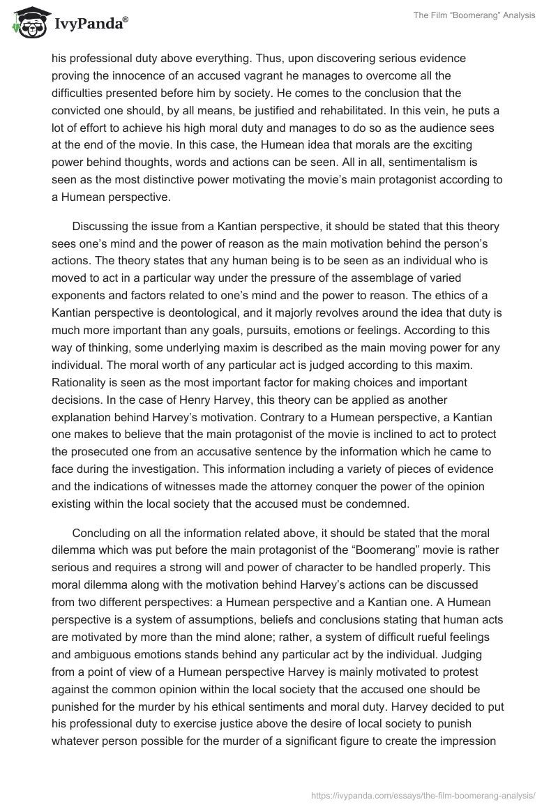 The Film “Boomerang” Analysis. Page 2