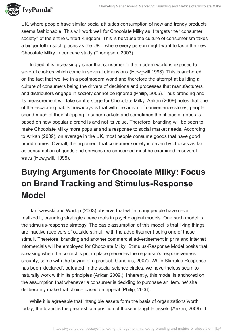 Marketing Management: Marketing, Branding and Metrics of Chocolate Milky. Page 2