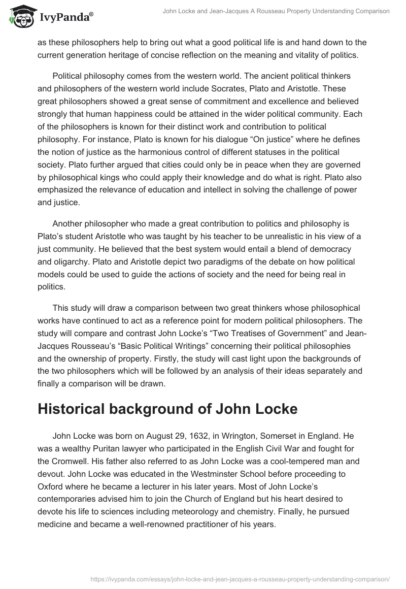 John Locke and Jean-Jacques A Rousseau Property Understanding Comparison. Page 2