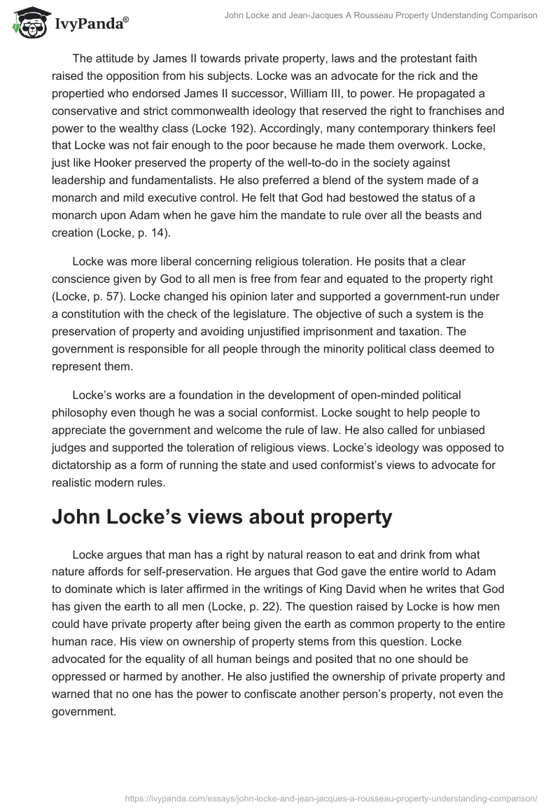 John Locke and Jean-Jacques A Rousseau Property Understanding Comparison. Page 5