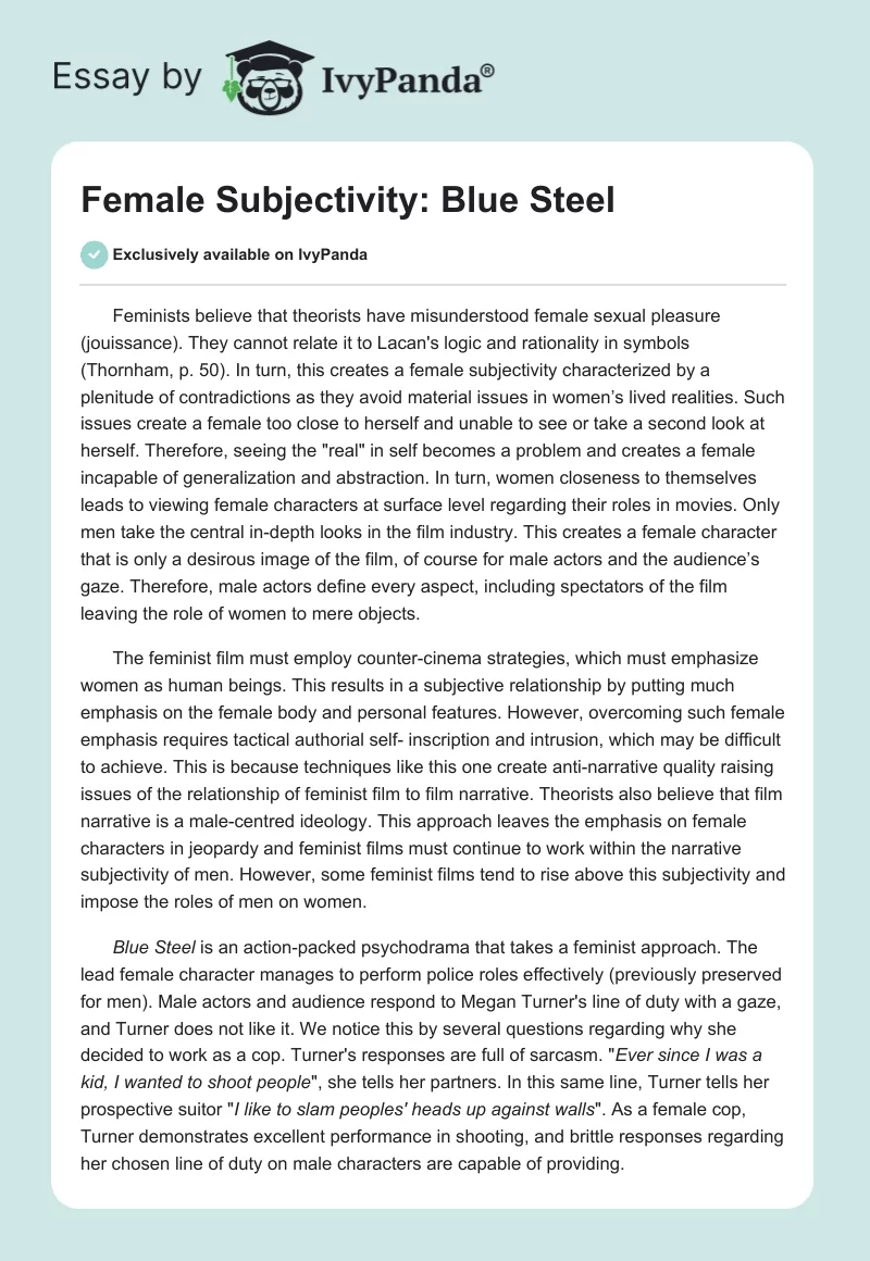 Female Subjectivity: Blue Steel. Page 1