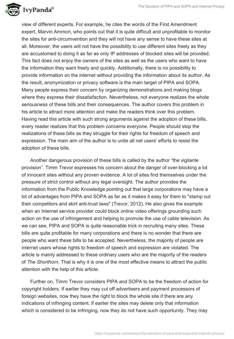The Decision of PIPA and SOPA and Internet Privacy. Page 2
