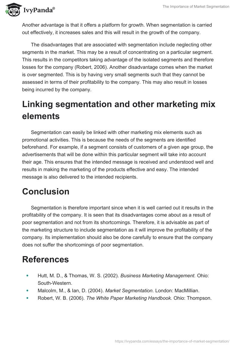 The Importance of Market Segmentation. Page 2