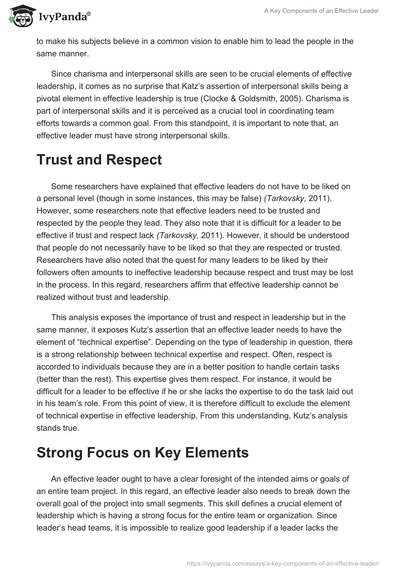 A Key Components of an Effective Leader. Page 2