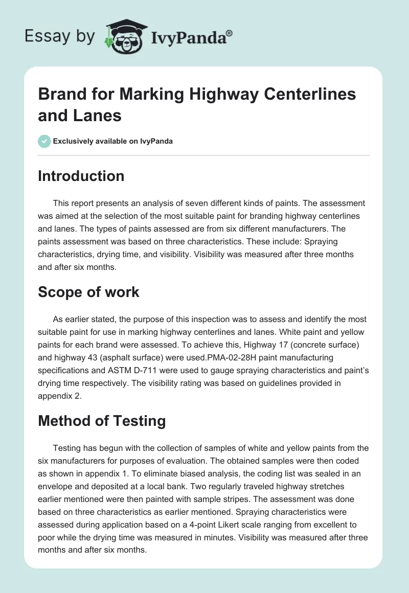 Brand for Marking Highway Centerlines and Lanes. Page 1